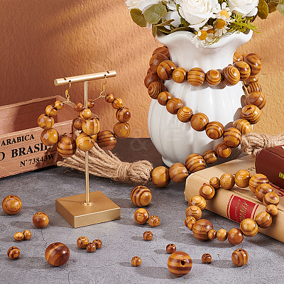 700Pcs 7 Styles Round Natural Wood Beads WOOD-OC0003-67-1