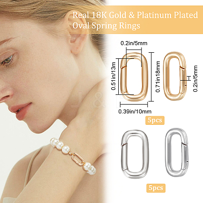 10Pcs 2 Colors Brass Spring Gate Rings KK-BBC0007-77-1
