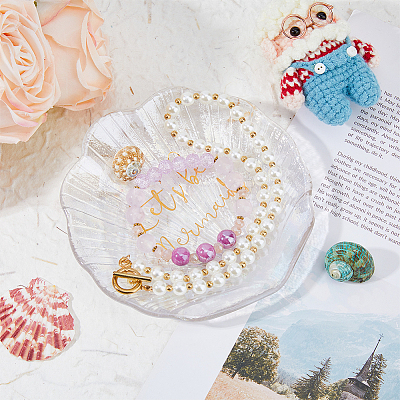 Shell Shape Glass Jewelry Plates DJEW-WH0058-09-1