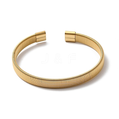 304 Stainless Steel Flat Snake Chains Cuff Bangles for Women BJEW-A067-06G-1