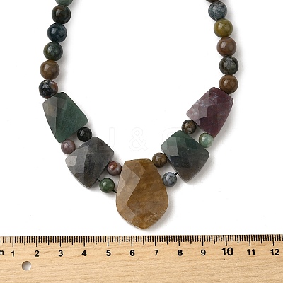 Natural Indian Agate Faceted Bib Graduated Beaded Necklaces for Women NJEW-B128-01E-1