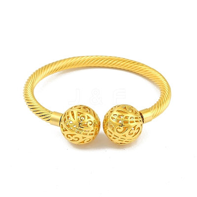 Hollow Round Brass Open Cuff Bangles BJEW-Z074-04G-1