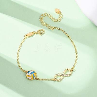 Sports Brass Micro Pave Cubic Zirconia Infinity Link Bracelets LS-BJEW-D386-01B-G-1