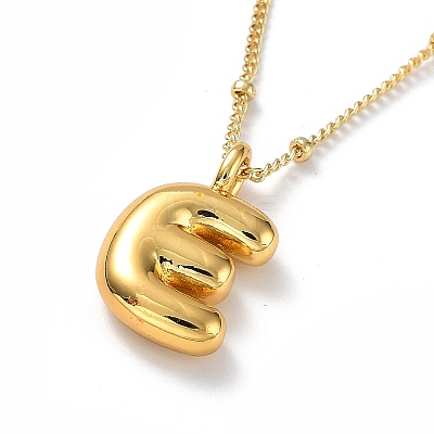 Initial Letter Brass Pendant Necklace NJEW-A015-21G-E-1