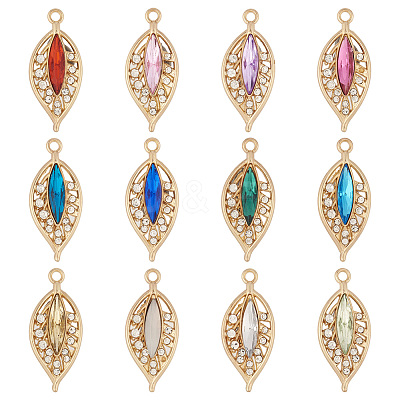 24Pcs 12 Colors KC Gold Plated Alloy Pendants FIND-TA0003-71-1