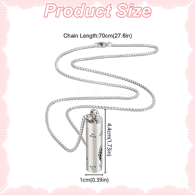 2Pcs 2 Styles Anti-Tarnish Stainless Steel Mini Hollow Column Perfume Bottle Necklaces NJEW-DR0001-02A-1