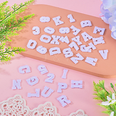 36Pcs 2 Sets 2 Styles Letter A~Z & Number 0~9 Polyester Embroidery Sew On Patches Sets PATC-TA0001-55F-1