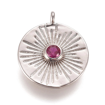 Brass Micro Pave Cubic Zirconia Pendants ZIRC-L075-63A-P-1