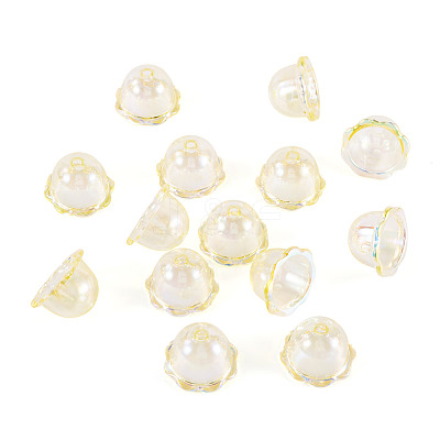30Pcs UV Plating Acrylic Bead Caps PACR-TA0001-17D-1
