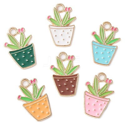 60Pcs 6 Colors Alloy Enamel Pendants ENAM-CJ0004-62-1
