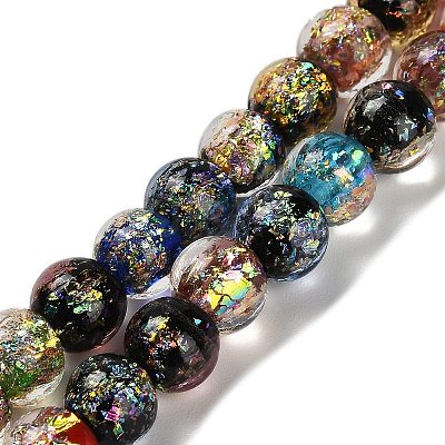Handmade Dichroic Foil Glass Beads Strands DICH-U001-02A-1