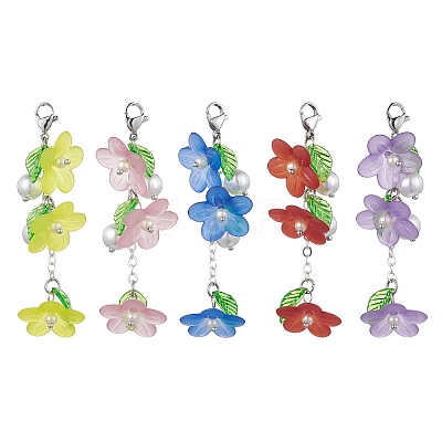 Transparent Acrylic Flower Pendant Decorations HJEW-JM01778-1