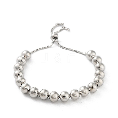 Adjustable Brass Round Beaded Slider Bracelets BJEW-D039-31C-P-1