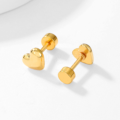 201 Stainless Steel Heart Screw Stud Earrings LS-CN3729-2-1