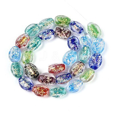 Handmade Foil Lampwork Beads Strands FOIL-T008-10M-1