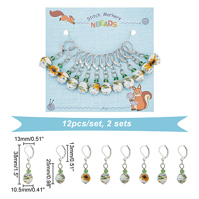Handmade Porcelain Pendant Stitch Markers HJEW-AB00423-1