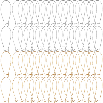 200Pcs 2 Colors Brass Hoop Earrings Findings Kidney Ear Wires KK-SP0001-30-1