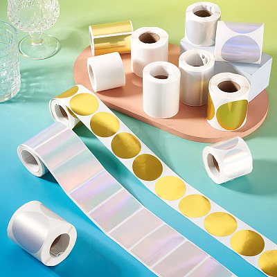 2 Rolls 2 Styles Vinyl Plastic Printable Holographic Stickers OFST-TA0001-11B-1
