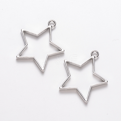 Rack Plating Alloy Star Open Back Bezel Pendants LS-PALLOY-S047-40F-FF-1