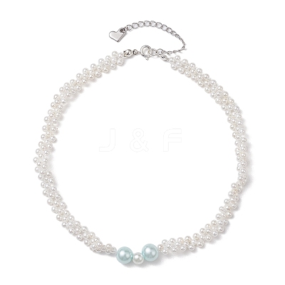 Shell Pearl Bead Beaded Necklaces NJEW-JN04946-1