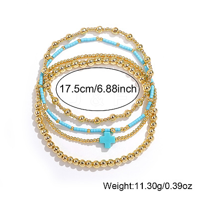 4Pcs Gothic Brass Cross Stretch Bracelet Sets YK6983-6-1