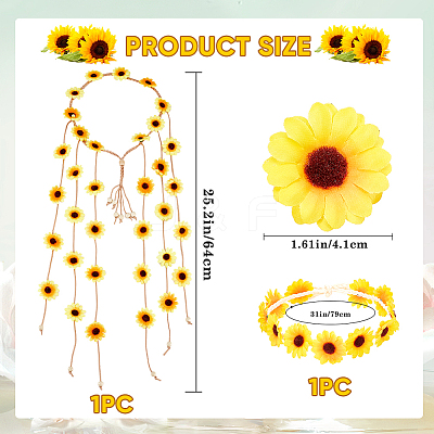 2Pcs 2 Styles Cloth Flower Hippie Headband Floral Crown OHAR-CP0001-18B-1