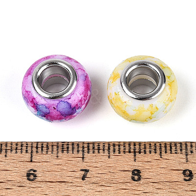 Printed Acrylic European Beads GPDL-N006-01A-02-1