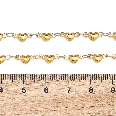 304 Stainless Steel Heart Link Bracelets X-BJEW-M121-03G-1