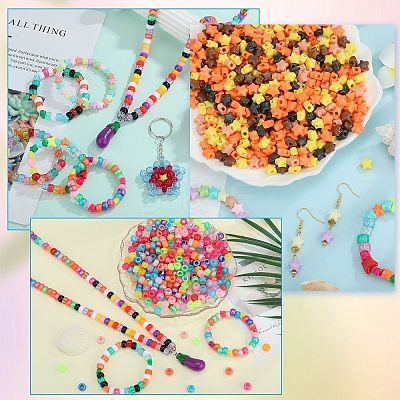 1200Pcs 5 Colors Opaque Acrylic Beads MACR-SZ0001-88-1