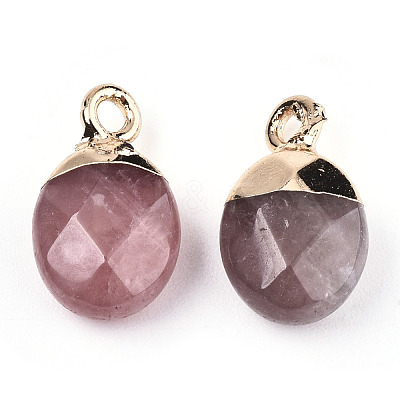Natural Strawberry Quartz Charms G-N326-58F-1