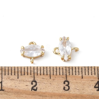 Brass Pave Cubic Zirconia Connector Charms KK-F892-53G-12-1