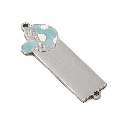 304 Stainless Steel Sky Blue Enamel Connector Charms STAS-P377-14P-A-1