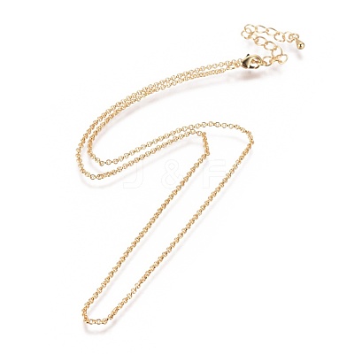Brass Rolo Chain Necklaces Making MAK-L025-04G-1
