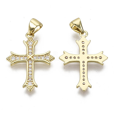 Brass Micro Pave Clear Cubic Zirconia Pendants ZIRC-N039-072-NF-1