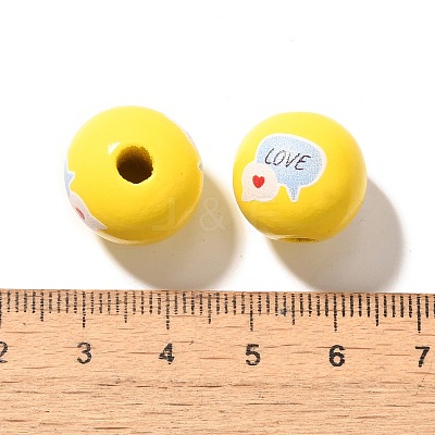 Valentine's Day Element Printed Wood Beads WOOD-R002-01-24-1
