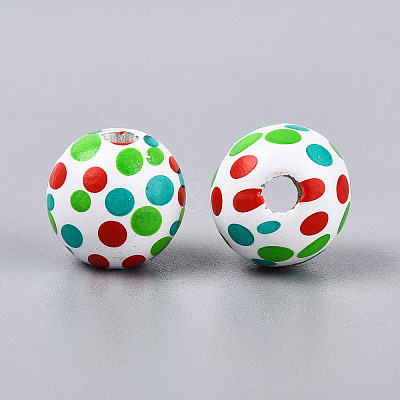 Spray Painted Schima Wood Beads WOOD-T032-36D-1