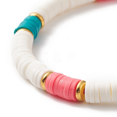 4Pcs 4 Style Handmade Polymer Clay Heishi Stretch Bracelets Set BJEW-TA00237-1
