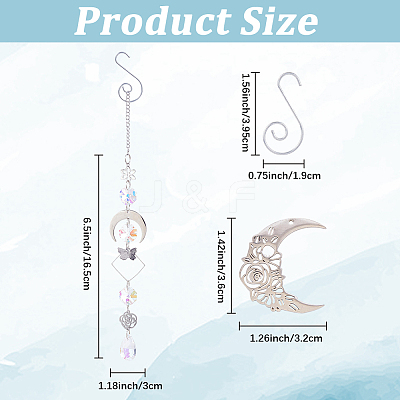 DIY Stainless Steel Glass Sun Moon Hanging Suncatcher Making Kits DIY-SC0031-25-1
