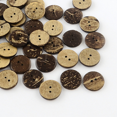 2-Hole Flat Round Coconut Buttons BUTT-R035-006-1