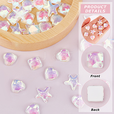 48Pcs 3 Style Translucent Electroplated Glass Cabochons EGLA-CA0001-11-1