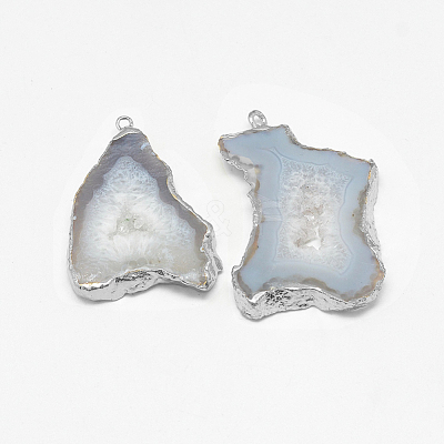 Natural Druzy Agate Slices Pendants G-Q494-65I-P-1
