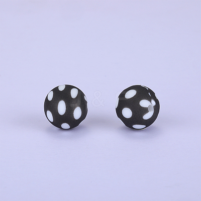 Printed Round Silicone Focal Beads SI-JX0056A-47-1