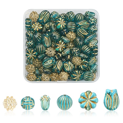 6 Style Plating Acrylic Beads PACR-FS0001-01-1