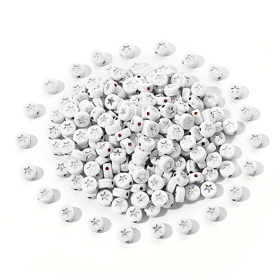 White Opaque Acrylic Beads PACR-YW0001-04B-1