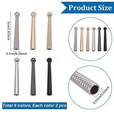 12Pcs 6 Colors Alloy Cord End FIND-ME0001-10-1
