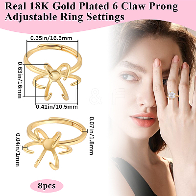 Brass Adjustable Ring Findings KK-BBC0023-69C-1