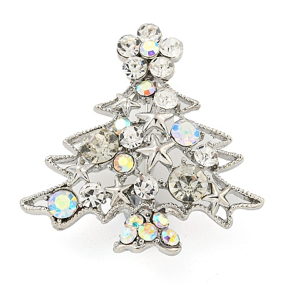 Christmas Tree Theme Zinc Alloy with Rhinestone Brooches LS-JEWB-B018-02AS-04-1