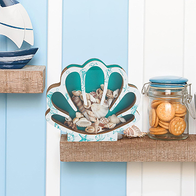 Shell Shape Wooden Jewelry Display Cases with Visible Window ODIS-SP0001-14A-1