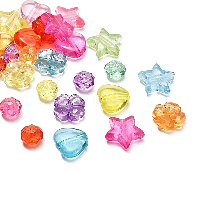 125Pcs 4 Style Transparent Acrylic Beads MACR-YW0001-60-1