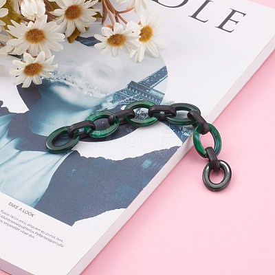 Imitation Gemstone Style & Opaque Spray Painted Acrylic Cable Chains AJEW-JB00910-04-1